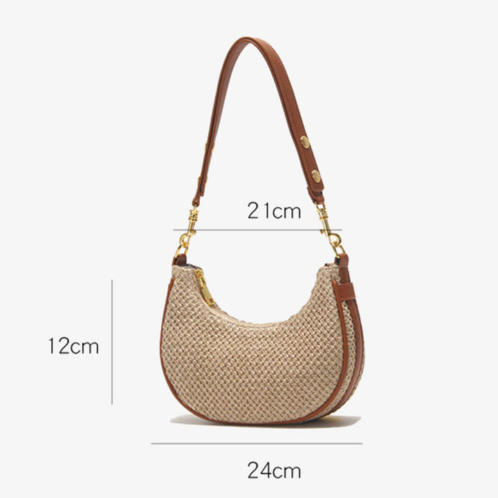 Sommerliche Stroh-Umhängetasche, Unterarm-Hobo-Handtasche für Damen