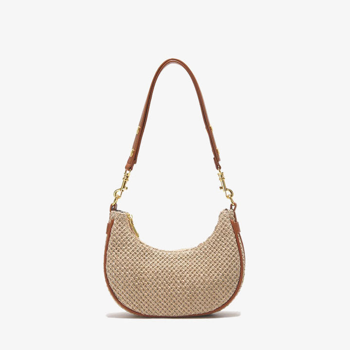 Sommerliche Stroh-Umhängetasche, Unterarm-Hobo-Handtasche für Damen