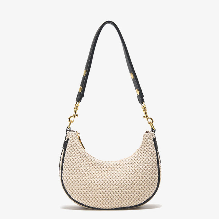 Sommerliche Stroh-Umhängetasche, Unterarm-Hobo-Handtasche für Damen