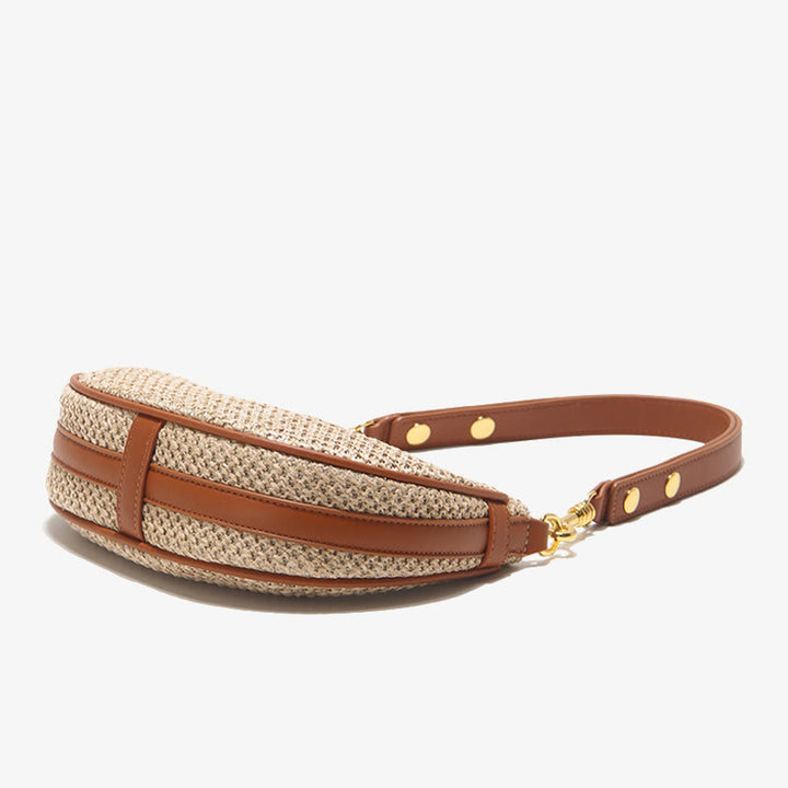 Sommerliche Stroh-Umhängetasche, Unterarm-Hobo-Handtasche für Damen