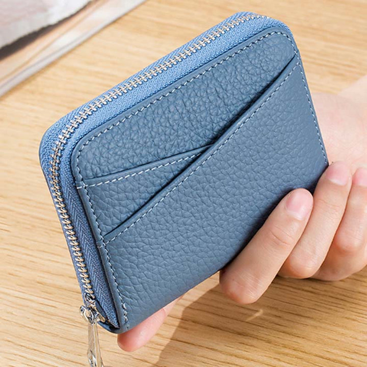 RFID-blockierende Geldbörse mit Rundum-Reißverschluss, kleiner Kartenhalter, Münzbörse, Wechselgeldbeutel