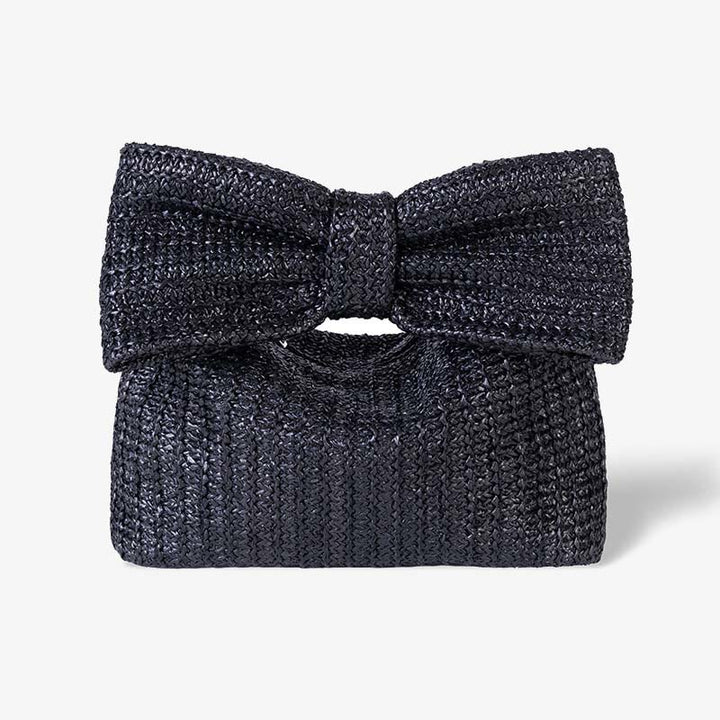 Clutch mit Schleife aus gewebtem Stroh für Damen, Strandparty, Handtasche