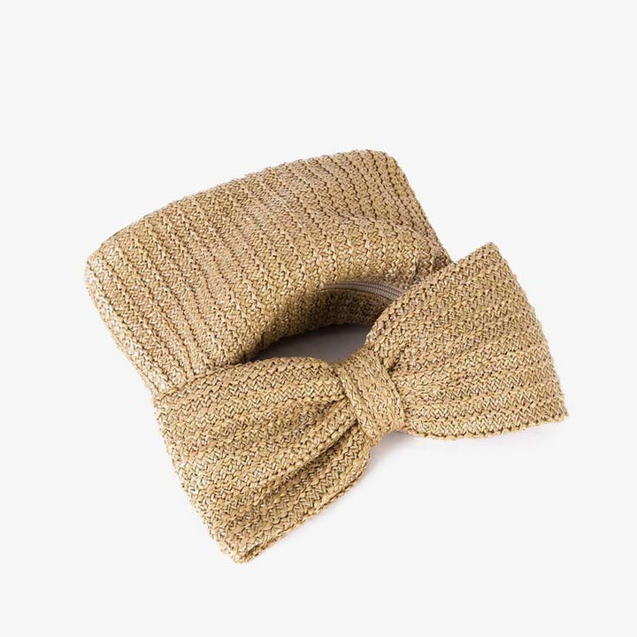 Clutch mit Schleife aus gewebtem Stroh für Damen, Strandparty, Handtasche
