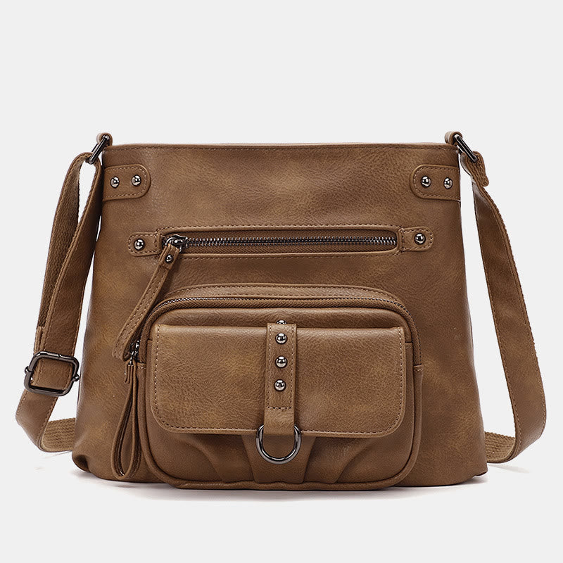 Crossbody-Tasche für Frauen mit Reißverschluss, verstellbarem Riemen, weiche Leder-Schulterhandtaschen