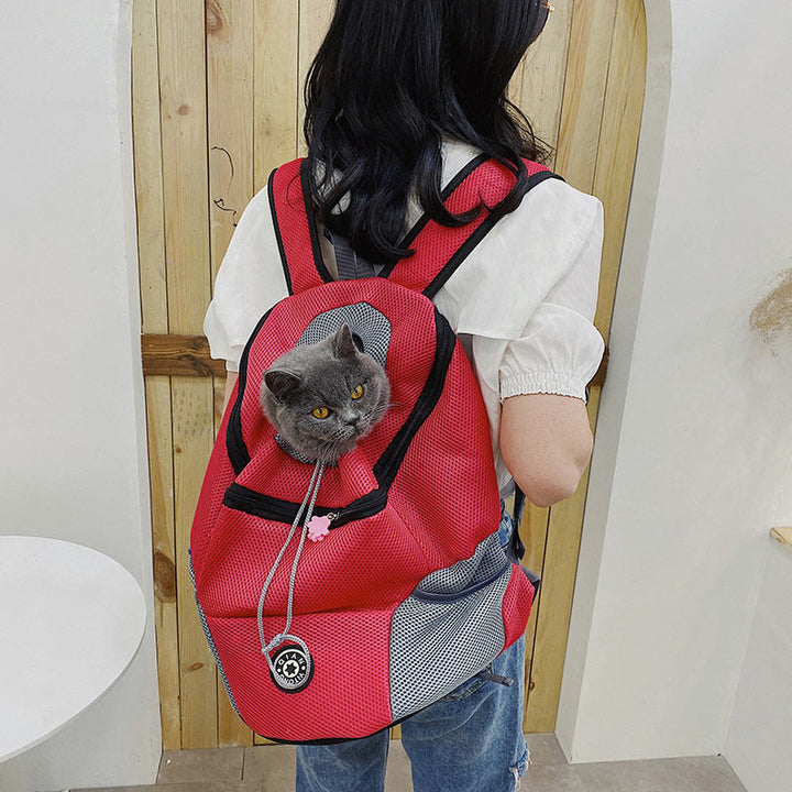Haustierträger-Rucksack, belüfteter Netz-Rucksack mit Sicherheitsgurt