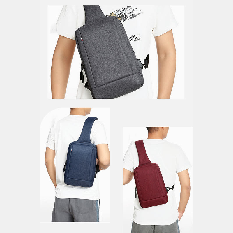 Travel Business One-Shoulder Backpack Sling Bag with USB-Ladeanschluss