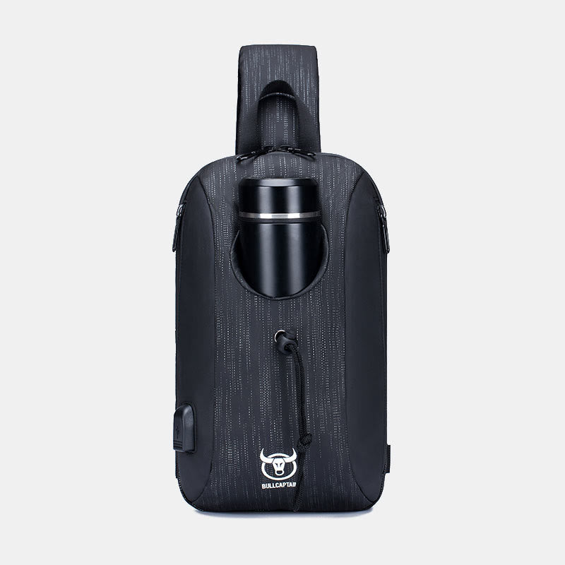 Business Sling Rucksack Brusttasche Daypack mit Flaschenhalter