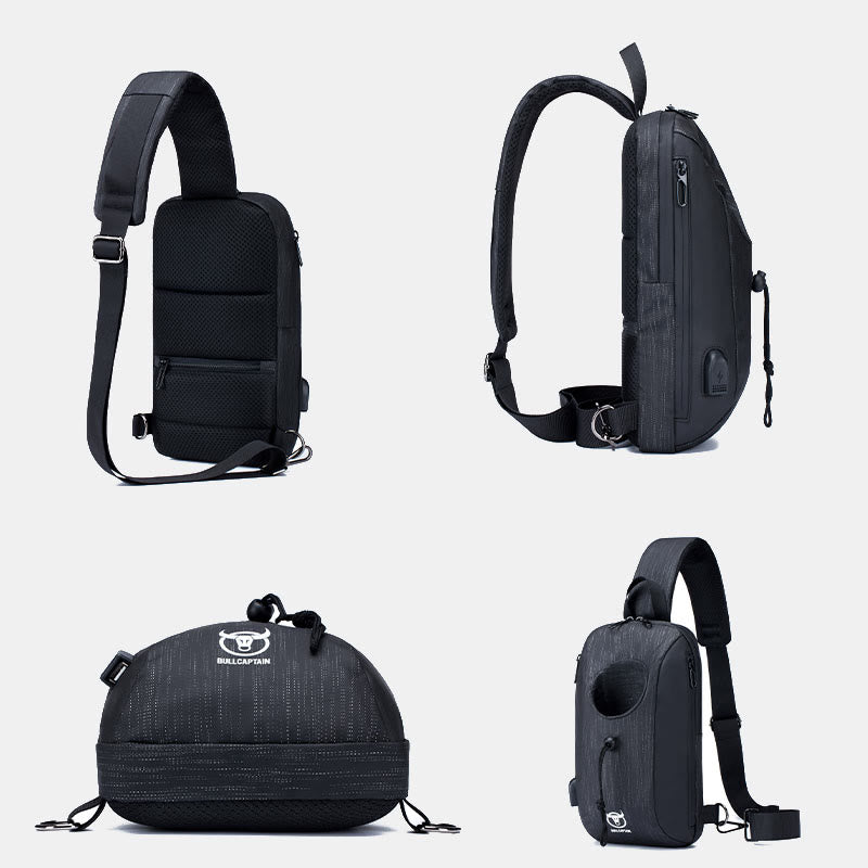 Business Sling Rucksack Brusttasche Daypack mit Flaschenhalter
