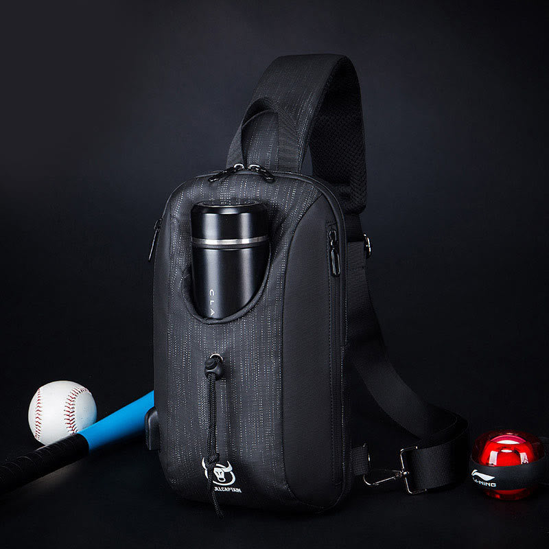 Business Sling Rucksack Brusttasche Daypack mit Flaschenhalter