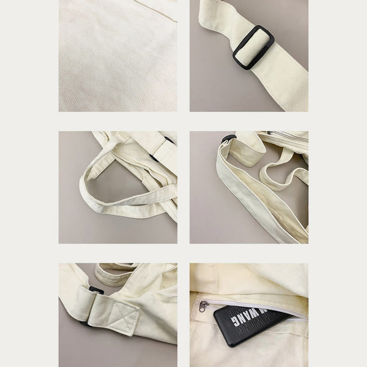 Vintage Large Canvas Tote Bag Umhängetasche für Damen und Herren