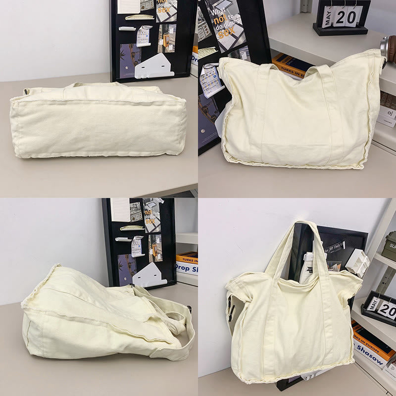 Vintage Large Canvas Tote Bag Umhängetasche für Damen und Herren