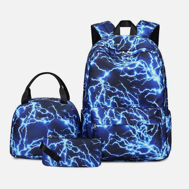 3Pcs Tie-Dye Schulranzen Set Rucksack Lunchbeutel Federmäppchen