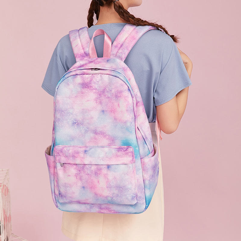 3Pcs Tie-Dye Schulranzen Set Rucksack Lunchbeutel Federmäppchen