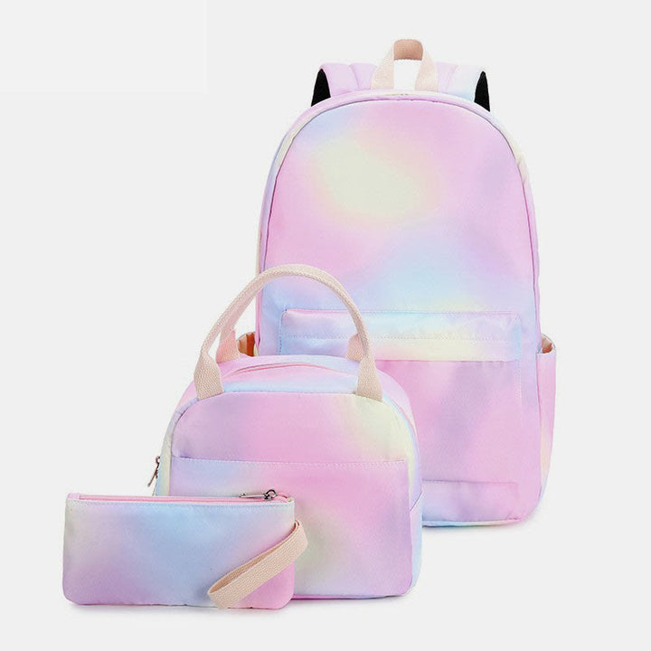 3Pcs Tie-Dye Schulranzen Set Rucksack Lunchbeutel Federmäppchen
