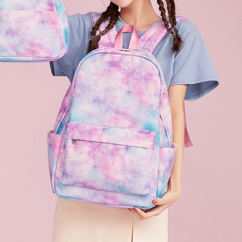 3Pcs Tie-Dye Schulranzen Set Rucksack Lunchbeutel Federmäppchen