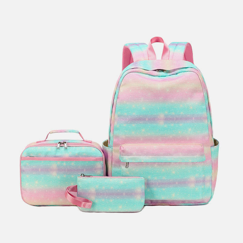 3Pcs Tie-Dye Schulranzen Set Rucksack Lunchbeutel Federmäppchen