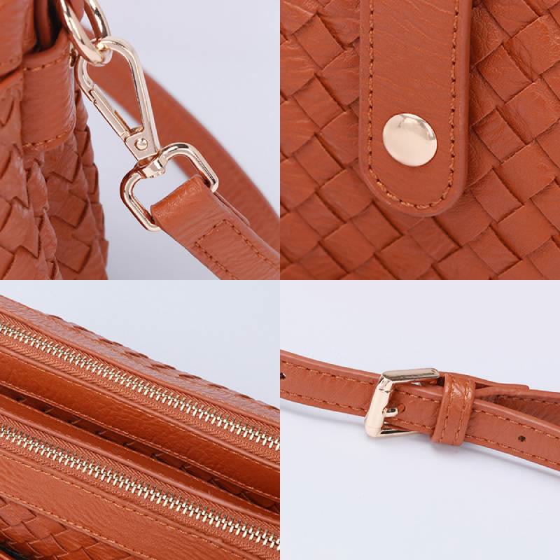 Multifunktionale Unterarmhandtasche für Damen aus gewebtem Leder