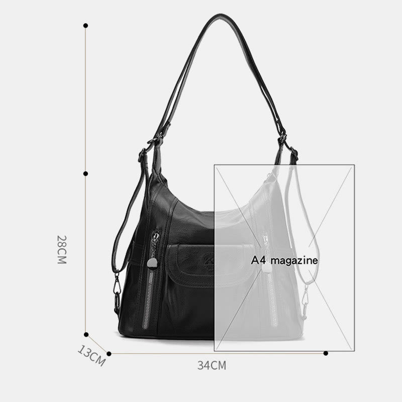 Multi-Pocket Vegan Leder Tote Umwandelbarer Rucksack Reise Freizeit Handtaschen