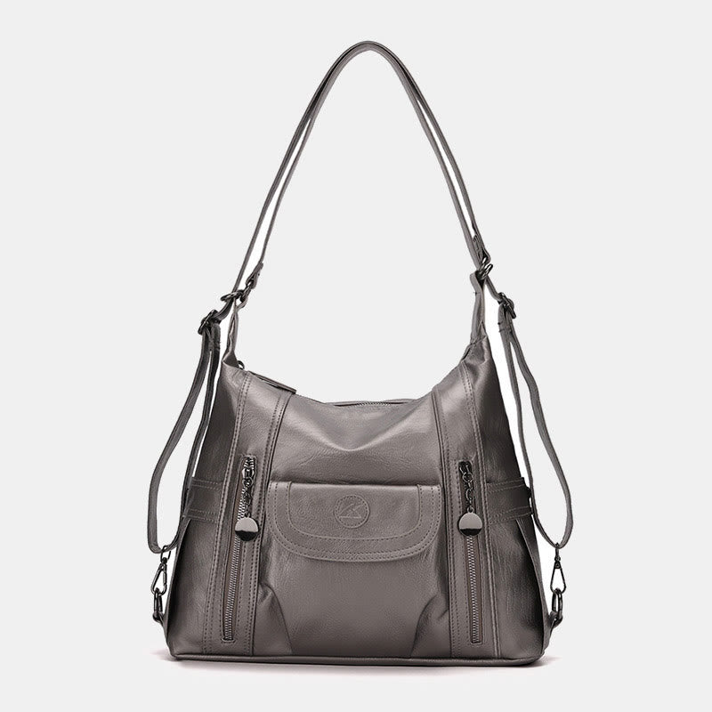Multi-Pocket Vegan Leder Tote Umwandelbarer Rucksack Reise Freizeit Handtaschen