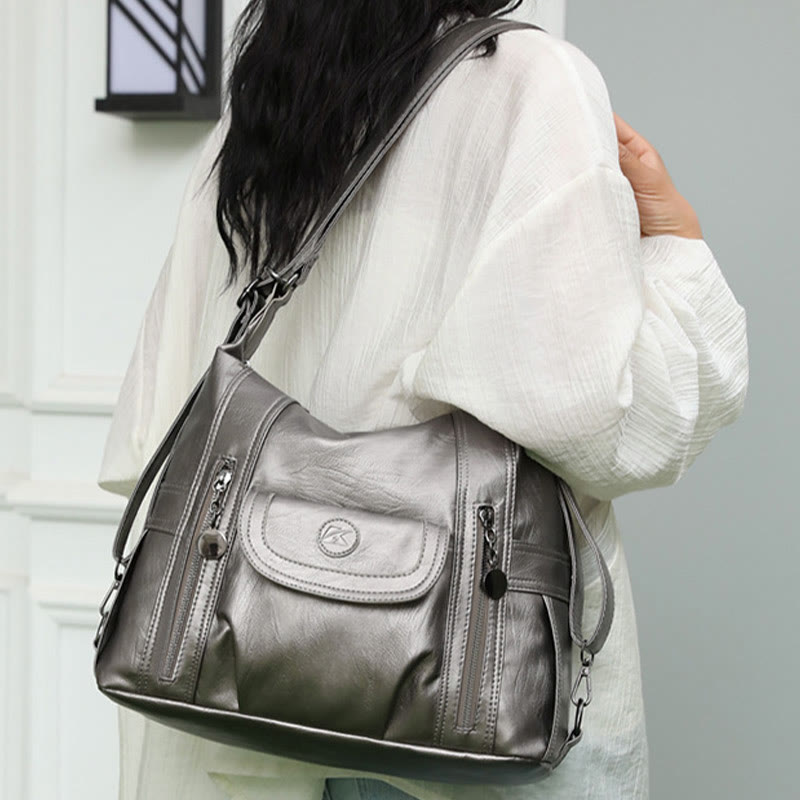 Multi-Pocket Vegan Leder Tote Umwandelbarer Rucksack Reise Freizeit Handtaschen