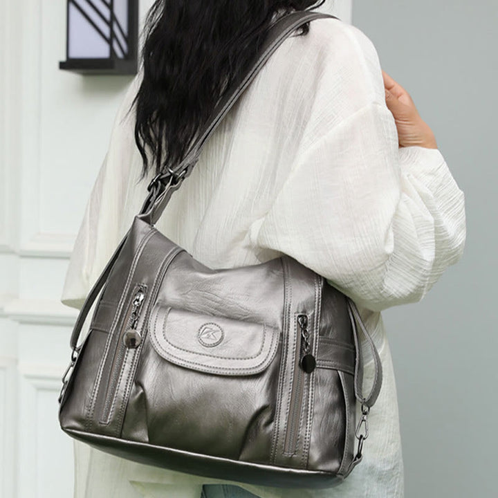 Multi-Pocket Vegan Leder Tote Umwandelbarer Rucksack Reise Freizeit Handtaschen