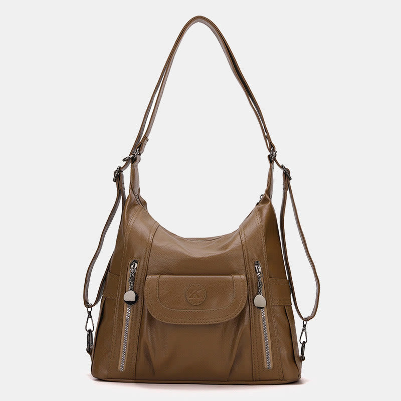 Multi-Pocket Vegan Leder Tote Umwandelbarer Rucksack Reise Freizeit Handtaschen