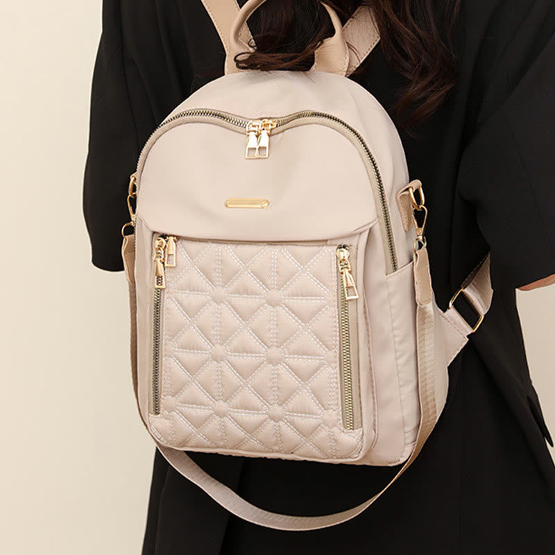 Mehrtaschen-Stepp-Rucksack-Schultertasche für Frauen mit Schulterriemen