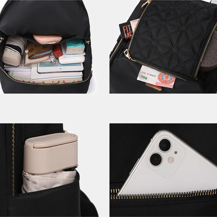 Mehrtaschen-Stepp-Rucksack-Schultertasche für Frauen mit Schulterriemen