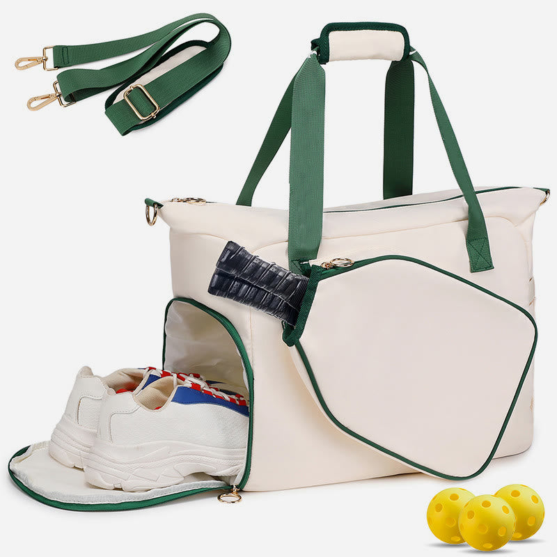 Große Umhängetasche mit Pickleball-Schläger und Schuhfach