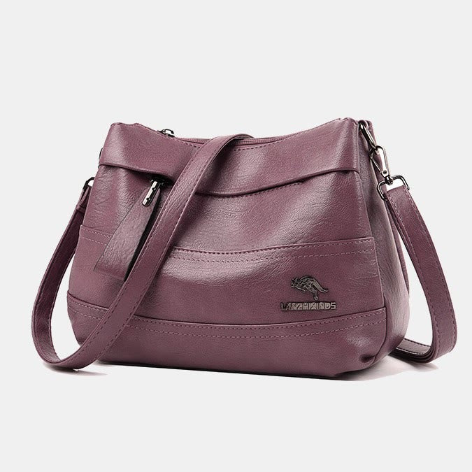 Handtasche aus Leder mit drei Fächern, kleine, lässige Umhängetasche