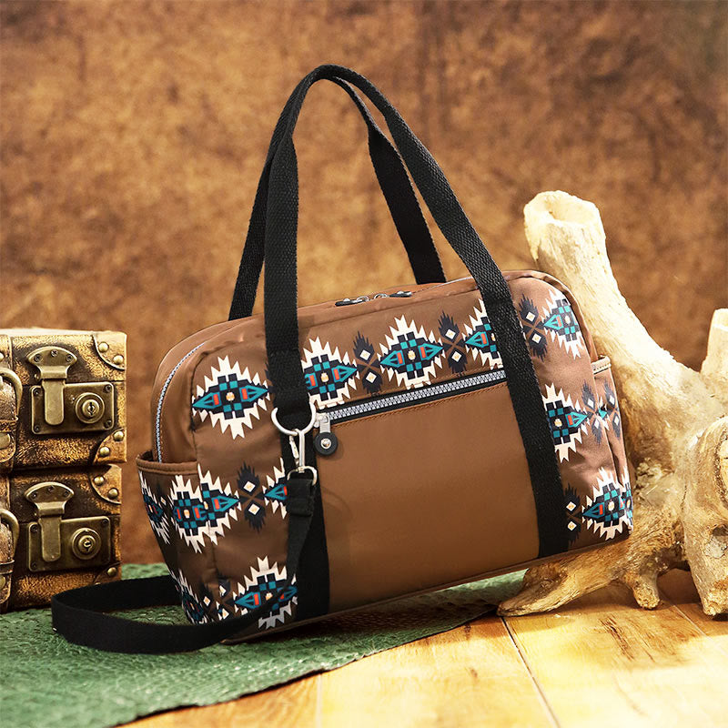 Große Tragetasche mit Retro-Böhmen-Print, Umhängetasche