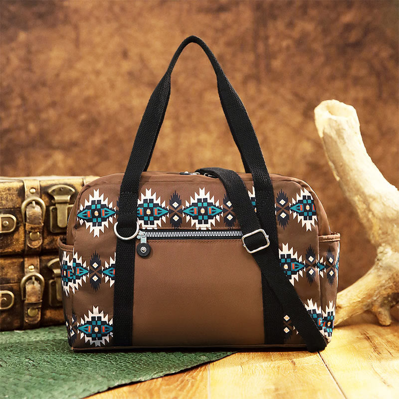 Große Tragetasche mit Retro-Böhmen-Print, Umhängetasche