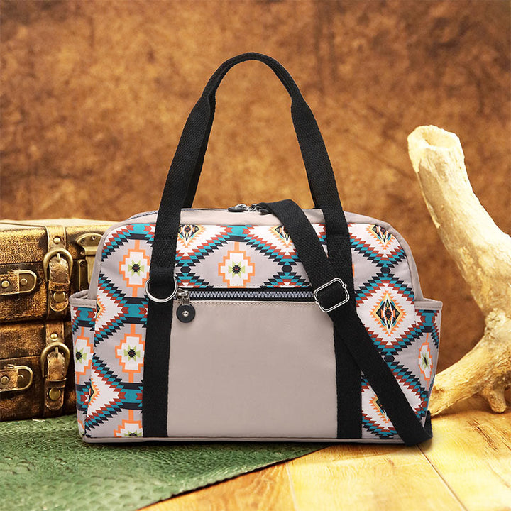 Große Tragetasche mit Retro-Böhmen-Print, Umhängetasche