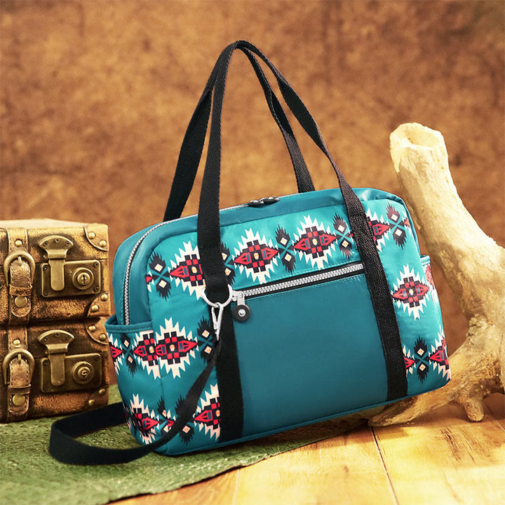 Große Tragetasche mit Retro-Böhmen-Print, Umhängetasche