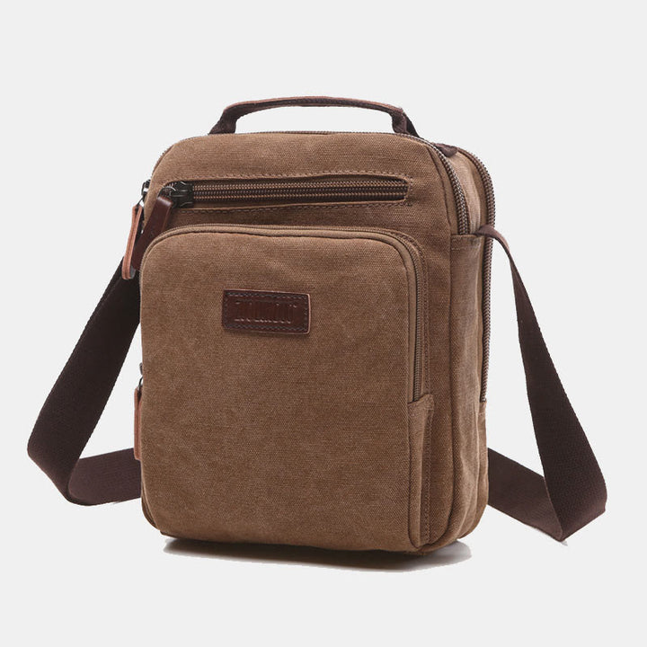 Kleine, robuste Umhängetasche aus Canvas für Männer, mehrere Taschen, wasserdichte Geldbörse