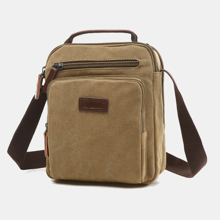 Kleine, robuste Umhängetasche aus Canvas für Männer, mehrere Taschen, wasserdichte Geldbörse