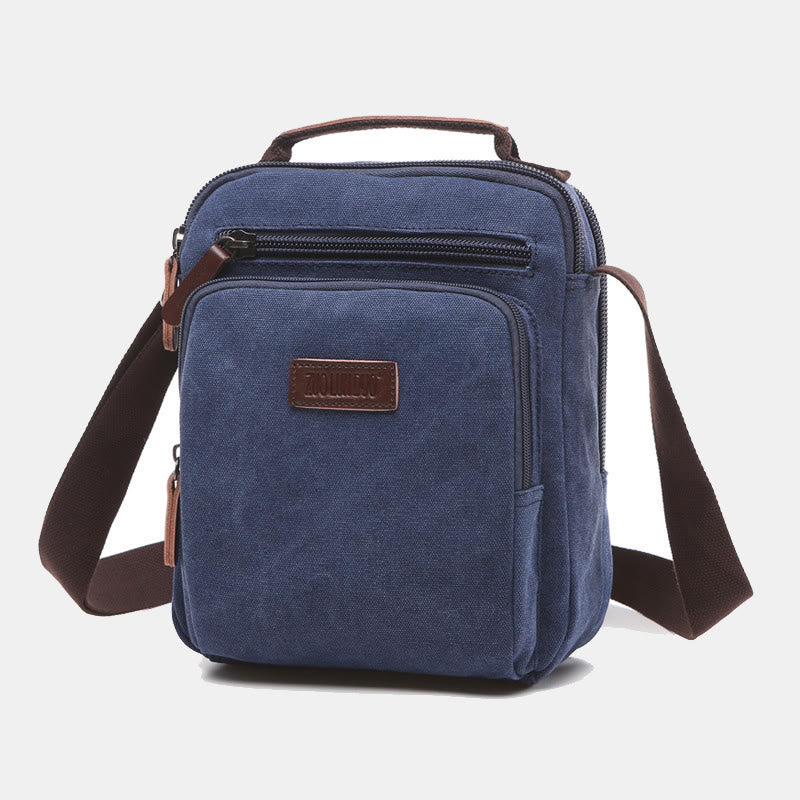 Kleine, robuste Umhängetasche aus Canvas für Männer, mehrere Taschen, wasserdichte Geldbörse