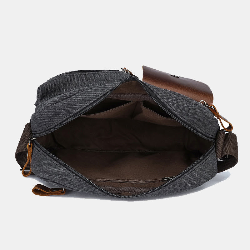 Umhängetasche aus Canvas mit mehreren Taschen für Herren