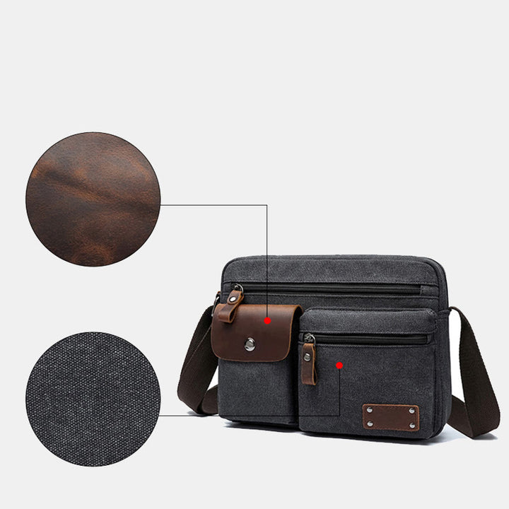 Umhängetasche aus Canvas mit mehreren Taschen für Herren