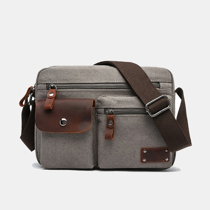 Umhängetasche aus Canvas mit mehreren Taschen für Herren