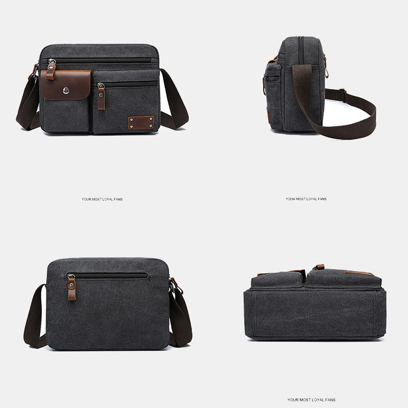 Umhängetasche aus Canvas mit mehreren Taschen für Herren