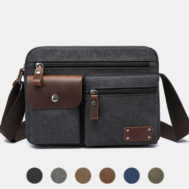 Umhängetasche aus Canvas mit mehreren Taschen für Herren