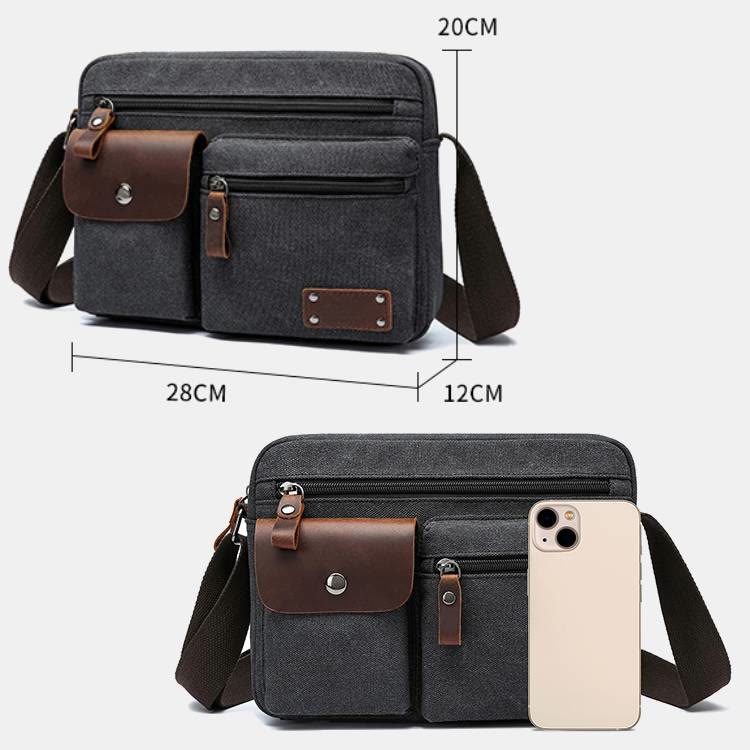 Umhängetasche aus Canvas mit mehreren Taschen für Herren