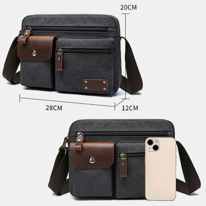 Umhängetasche aus Canvas mit mehreren Taschen für Herren