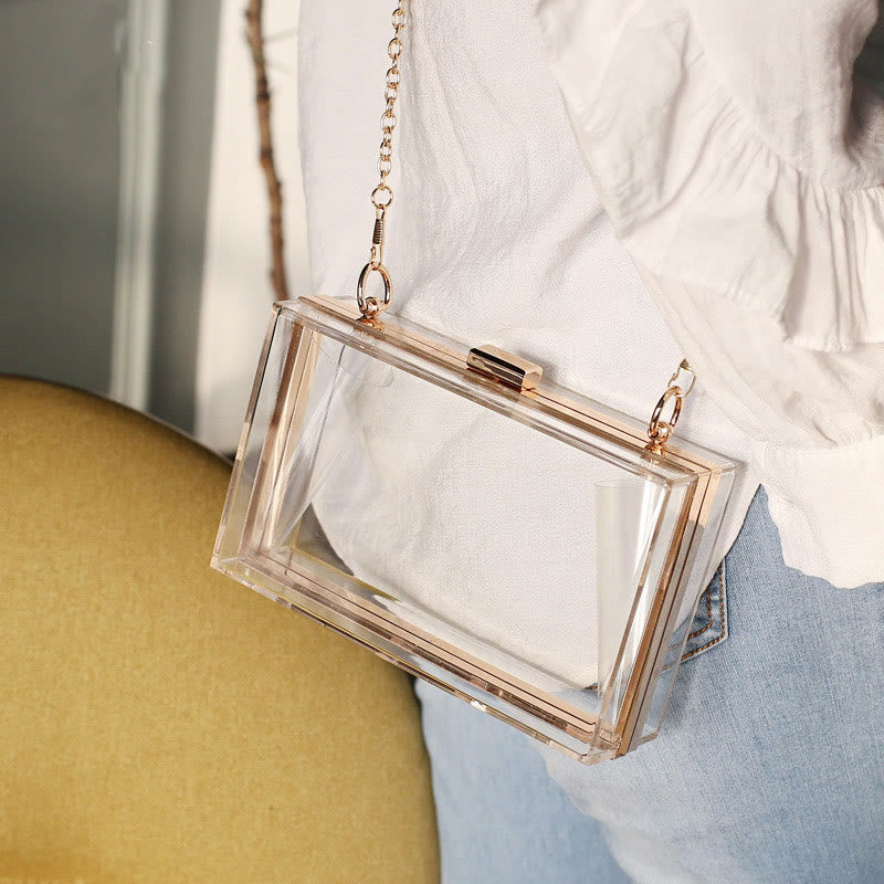 Klare rechteckige Acryl-Clutch-Geldbörse Party-Schultertasche Abendtasche