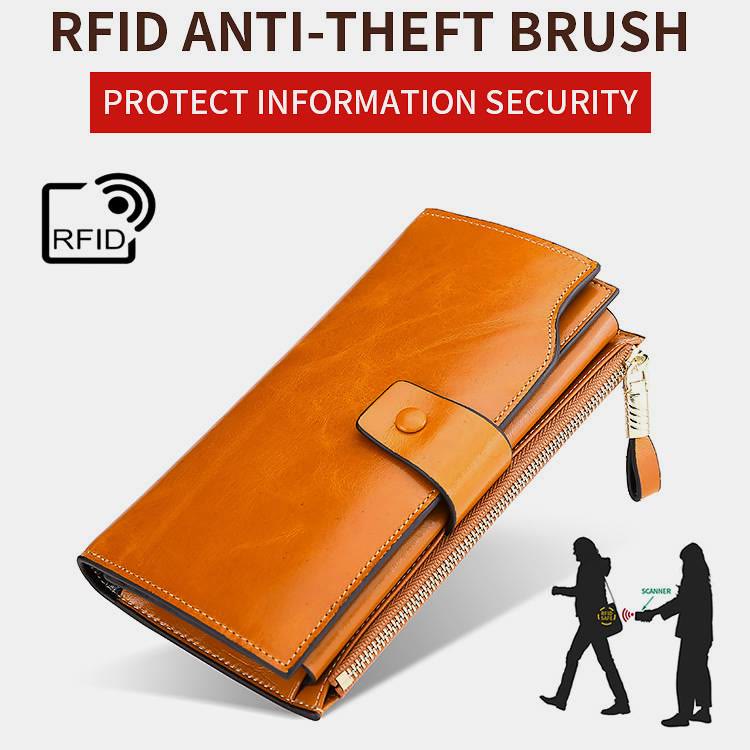 RFID-Multifunktionale dreifach gefaltete Geldbörse mit großem Fassungsvermögen