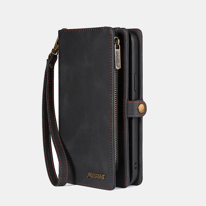 Kompatibel mit iPhone 16/15/14 Handyhüllen, Brieftaschenformat, Kartenhalter mit Handschlaufe