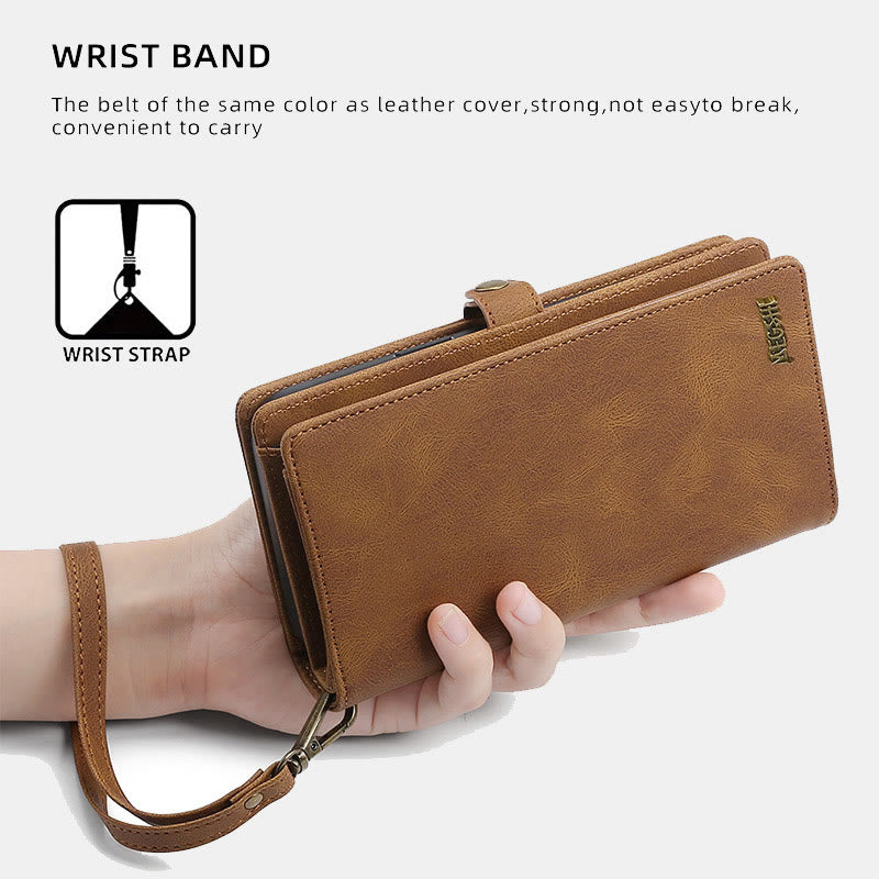 Kompatibel mit iPhone 16/15/14 Handyhüllen, Brieftaschenformat, Kartenhalter mit Handschlaufe