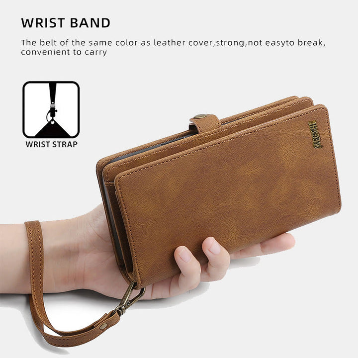 Kompatibel mit iPhone 16/15/14 Handyhüllen, Brieftaschenformat, Kartenhalter mit Handschlaufe