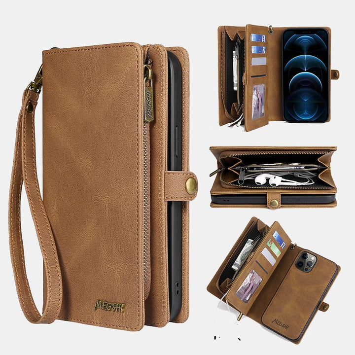 Kompatibel mit iPhone 16/15/14 Handyhüllen, Brieftaschenformat, Kartenhalter mit Handschlaufe